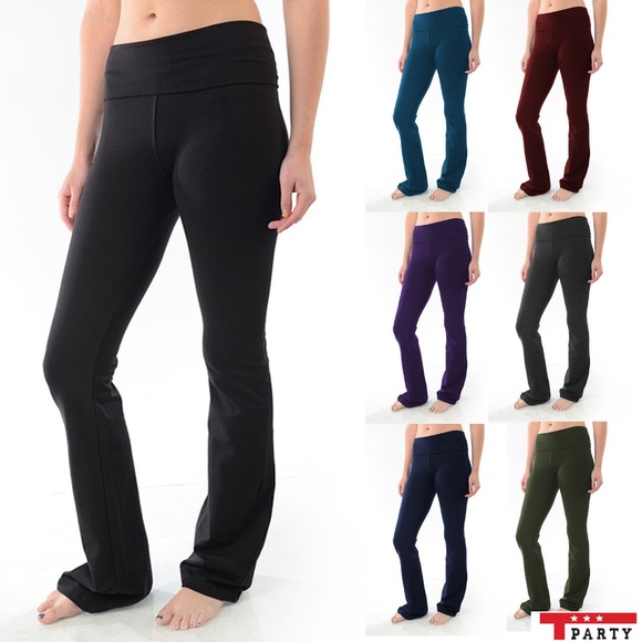 T Party Fold Over Yoga Pants